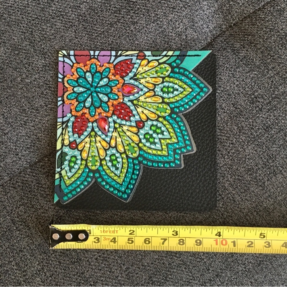 Diamond Art Lotus Flower Corner Bookmark, Colorful, Sparkly, Bling (TEAL) - Picture 10 of 17